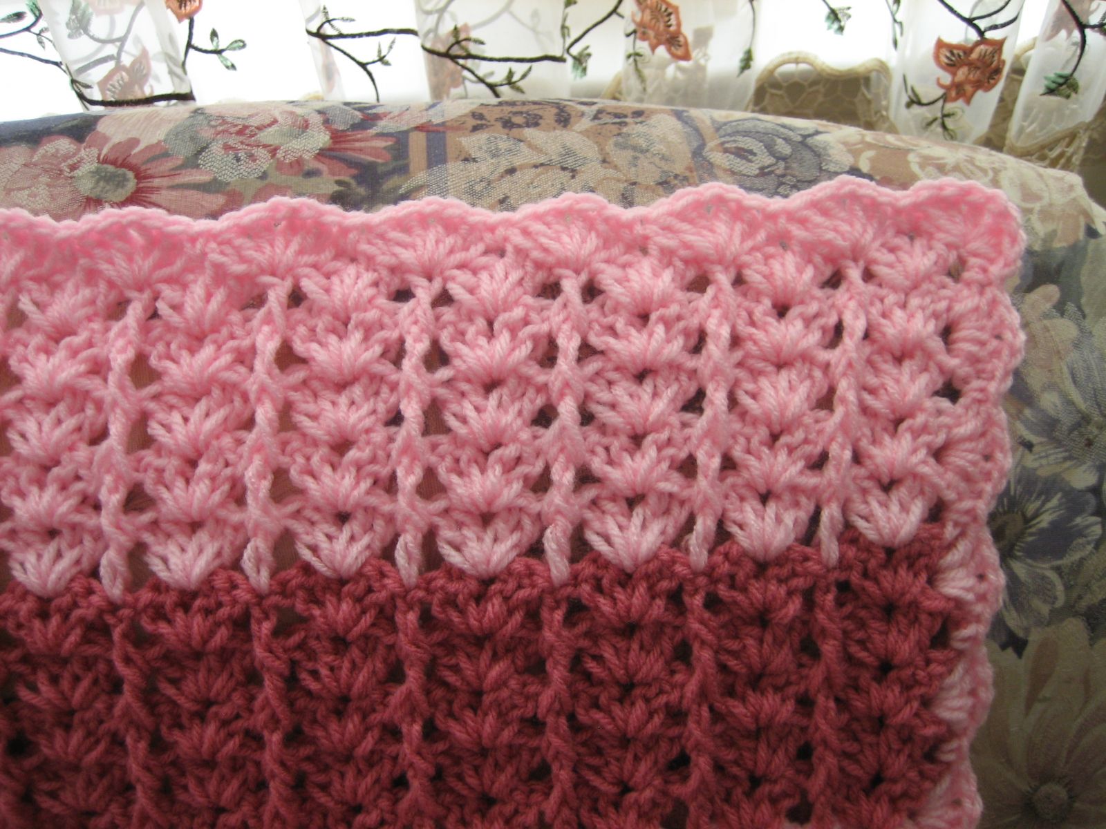 Lacy Shades of Pink Shells Afghan